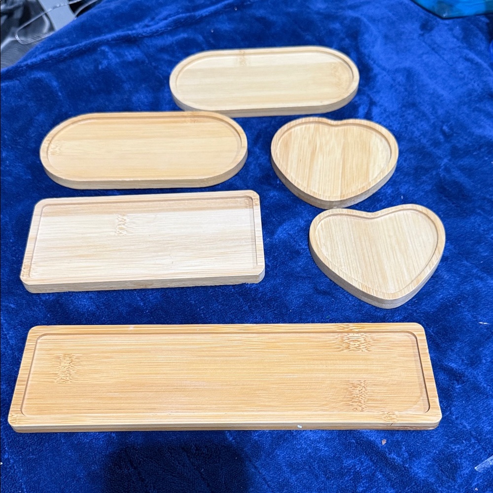 Natural Bamboo Trinket & Jewelry Tray Set - Light Wood
